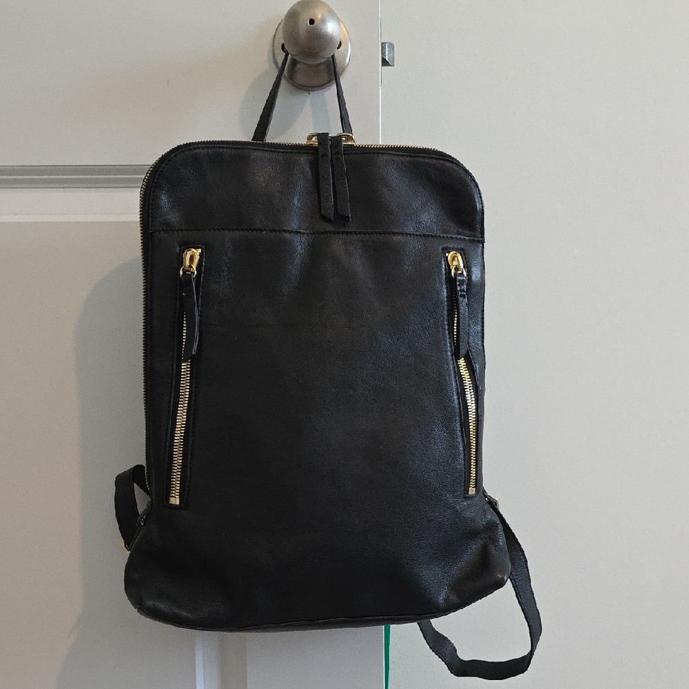Margot Black Leather Laptop Backpack